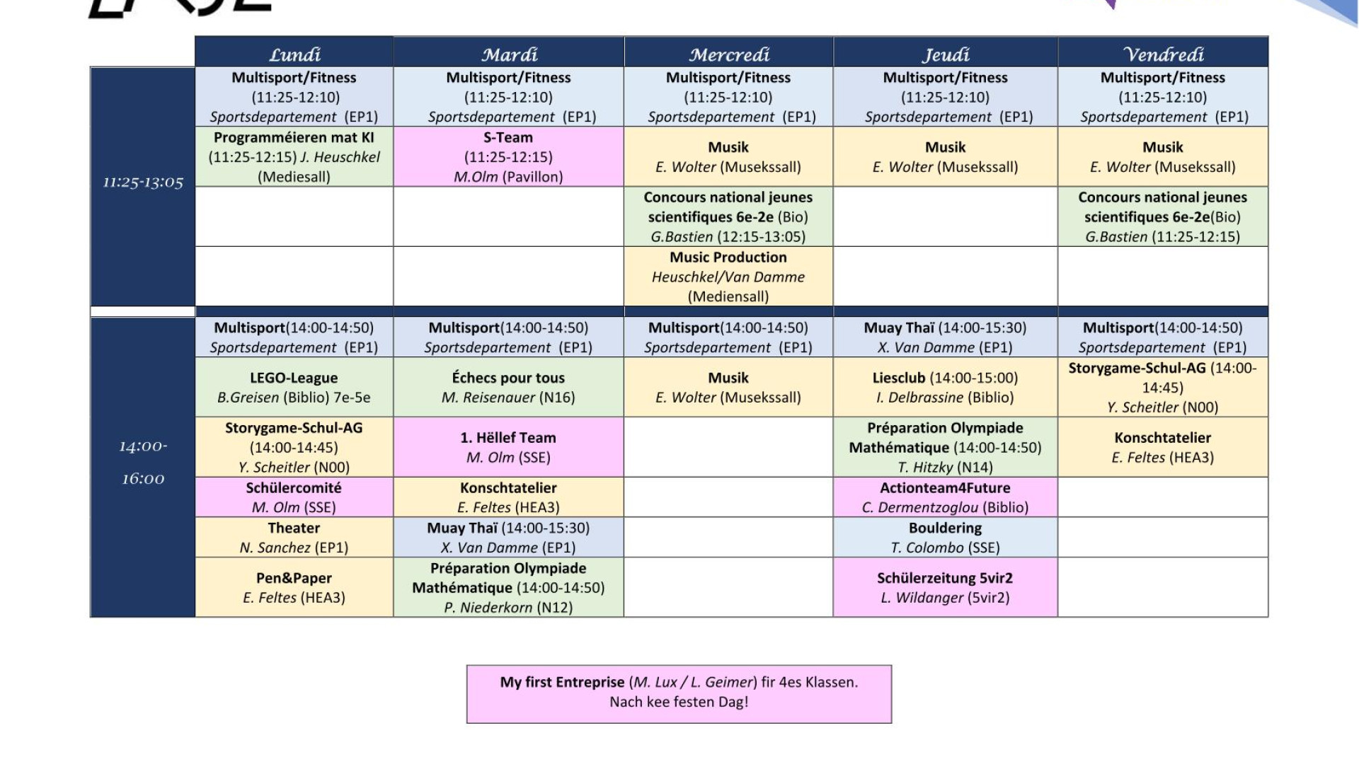 Activités parascolaires 25-26 2 trim