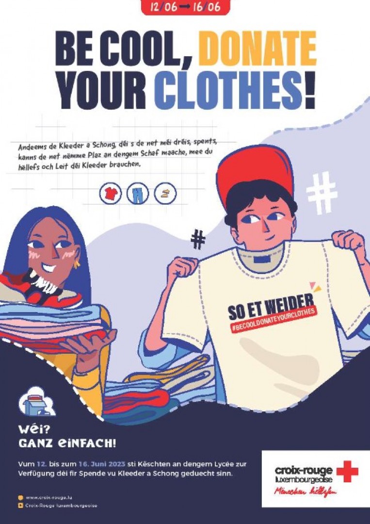 Be cool donate your clothes - flyer 
